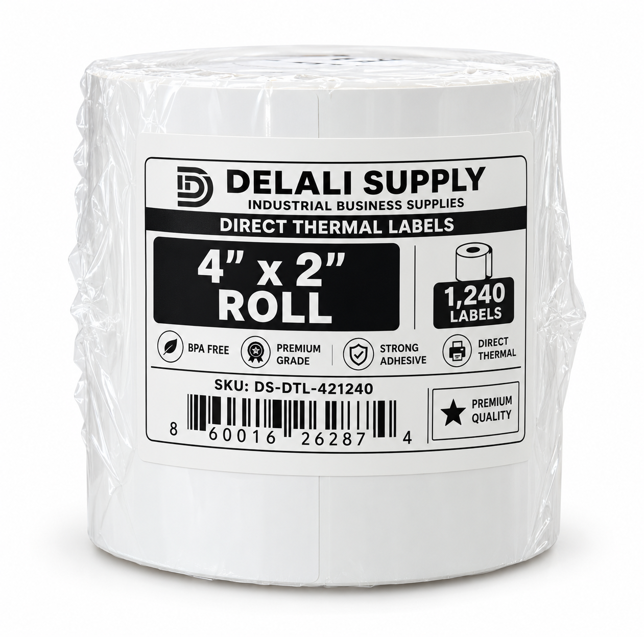 Delali Supply 4 x 2 roll, 1,240 direct thermal labels
